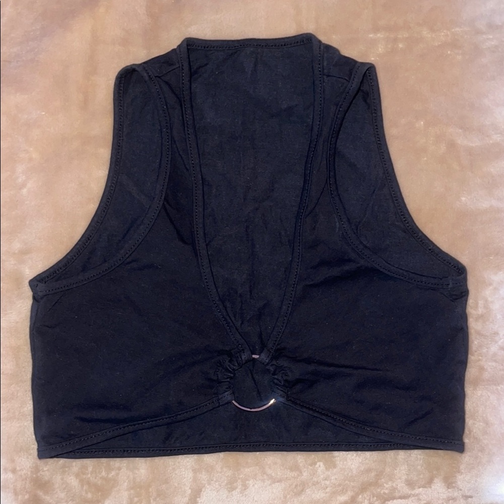 SHEIN Black Cut Out Tie Front Tank Top